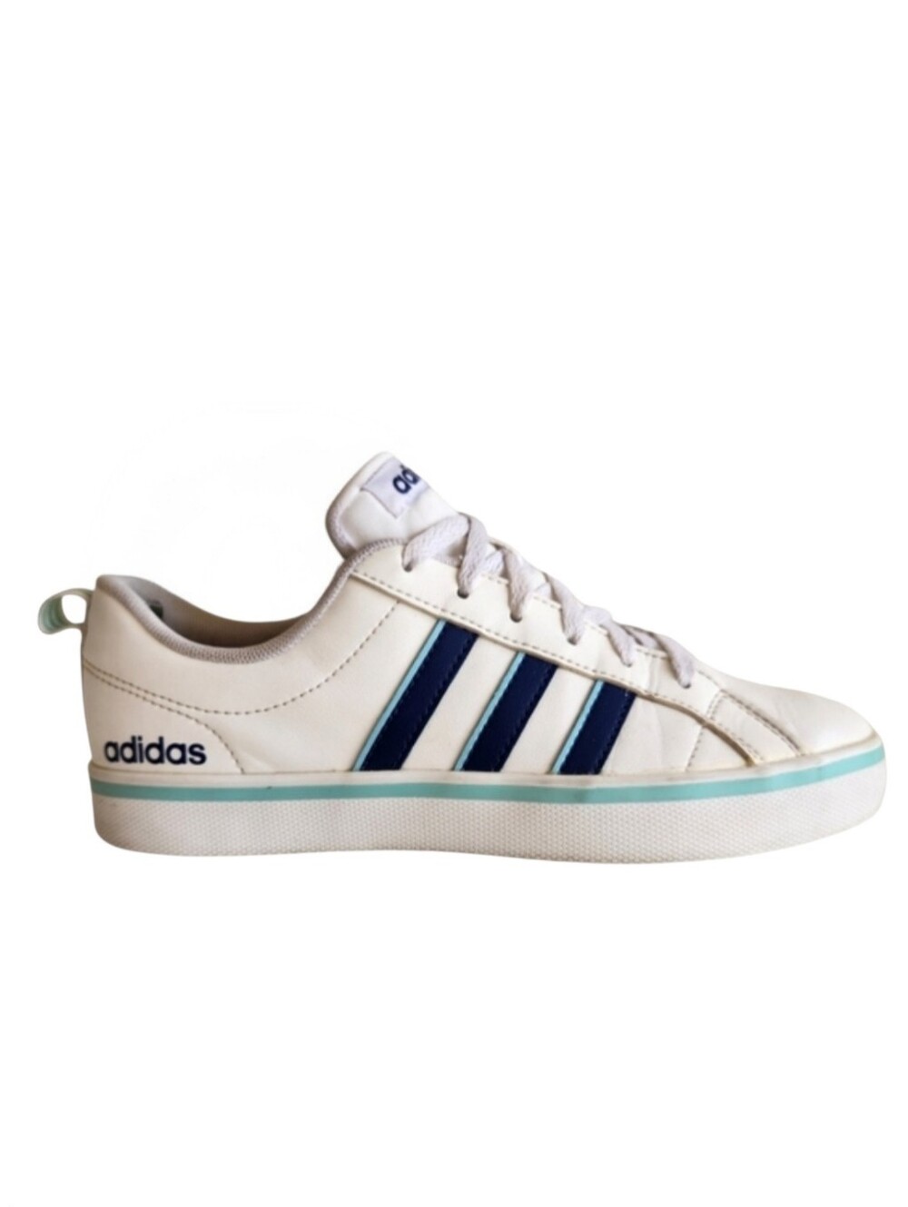 Adidas Neo VS Pace Leather Sneakers White Blue Aqua Womens Size 6